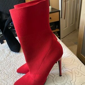 Red ankle boots